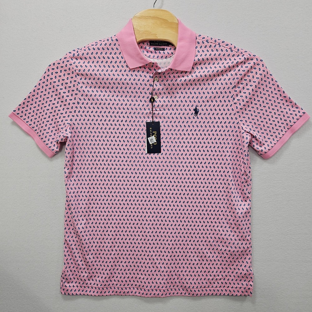 Polo Ralph Lauren Classic Fit Pink Paisley Short Sleeve Polo Shirt Men L Stretch - Picture 2 of 12